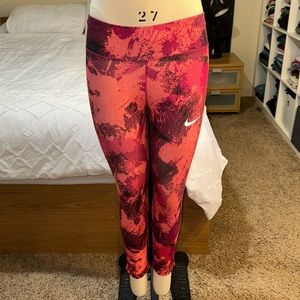 Nike | Dri-Fit Power Essential Crop Leggings Multi-Color Splatter Print Mid Rise
